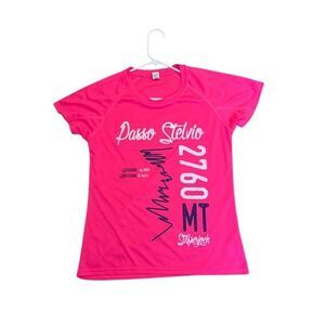 Passo Stelvio Graphic Pink Womens T-Shirt - Medium